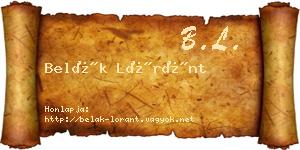 Belák Lóránt névjegykártya